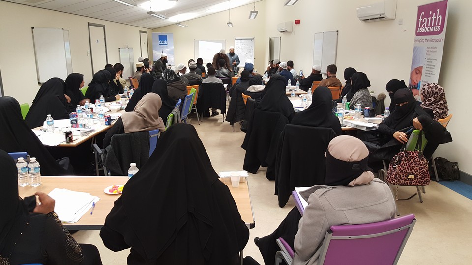 Madrassah Training being delivered by Faith Associates to a room full of Imams, Mosque Leaders and Madrassah Teachers