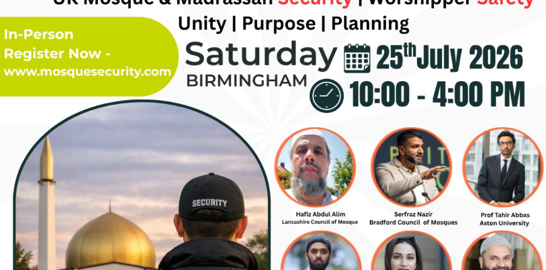 Emergency National Conference UK Mosque and Madrassah Security poster