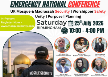 Emergency National Conference UK Mosque and Madrassah Security poster