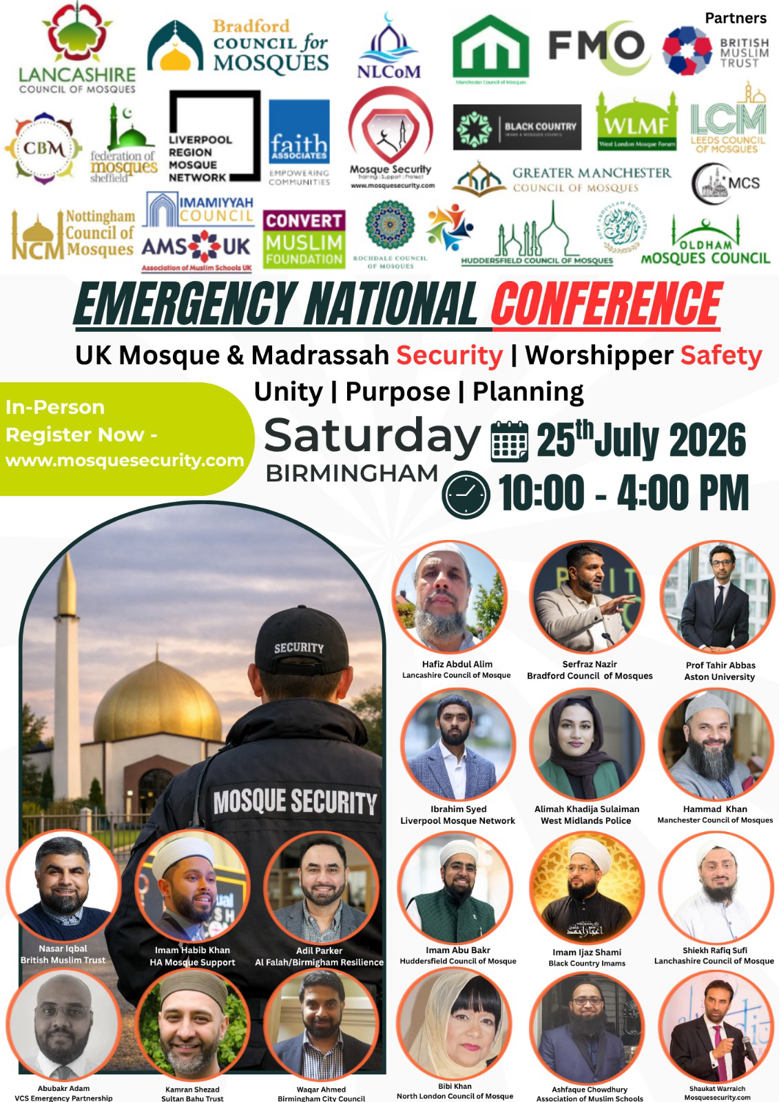Emergency National Conference UK Mosque and Madrassah Security poster